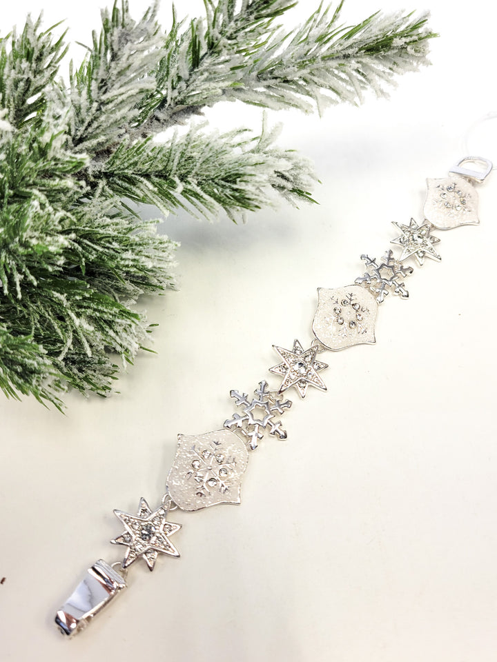 CHARM BRACELET WHITE SILVER SNOWFLAKE