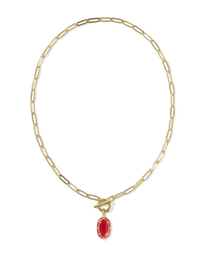 KENDRA SCOTT ELISA ENAMEL LINK AND CHAIN NECKLACE - GOLD RED ILLUSION