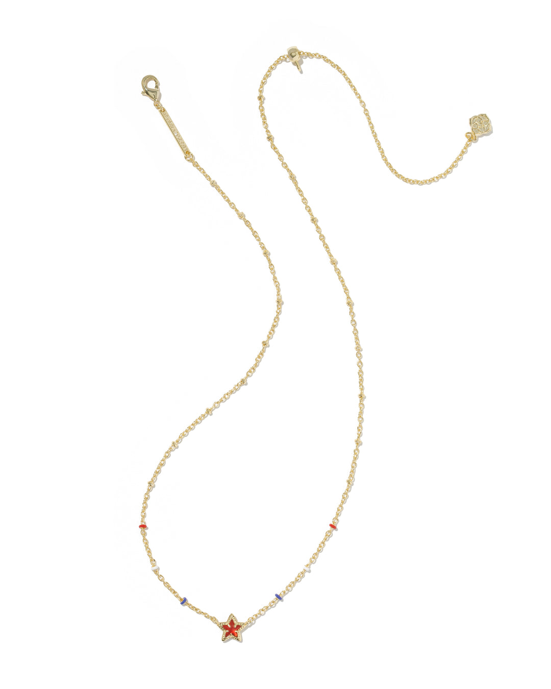 KENDRA SCOTT MINI CASSIDY SHORT PENDANT NECKLACE - GOLD RED ILLUSION