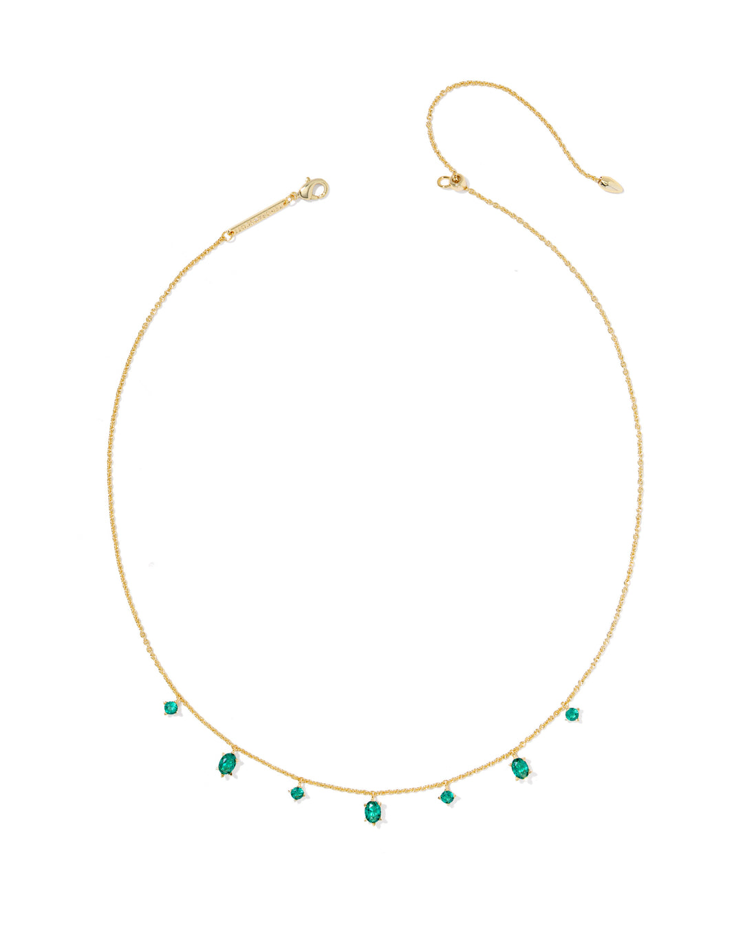 KENDRA SCOTT CAILIN DELICATE STRAND NECKLACE - GOLD GREEN CRYSTAL