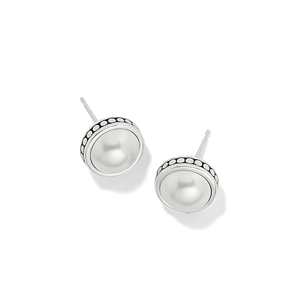 PEBBLE DOT PEARL POST EARRINGS - SILVER-PEARL