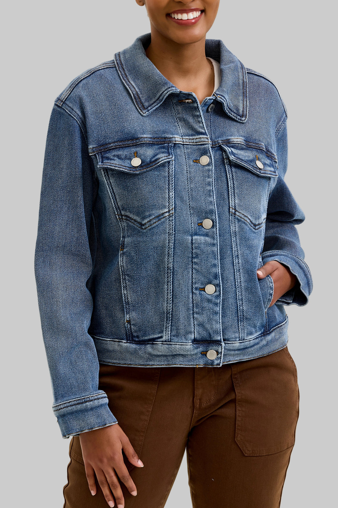 JUDY BLUE CICLY TRUCKER JACKET - MEDIUM STONE