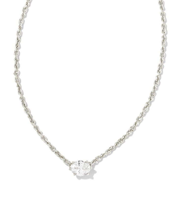 KENDRA SCOTT CAILIN CRYSTAL PENDANT NECKLACE RHODIUM METAL WHITE CZ