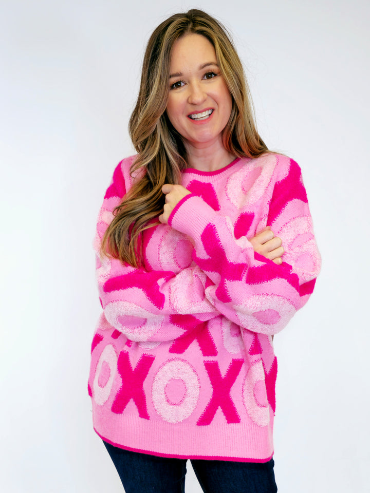 'XOXO' VALENTINE LOOSE FIT SWEATER - PINK