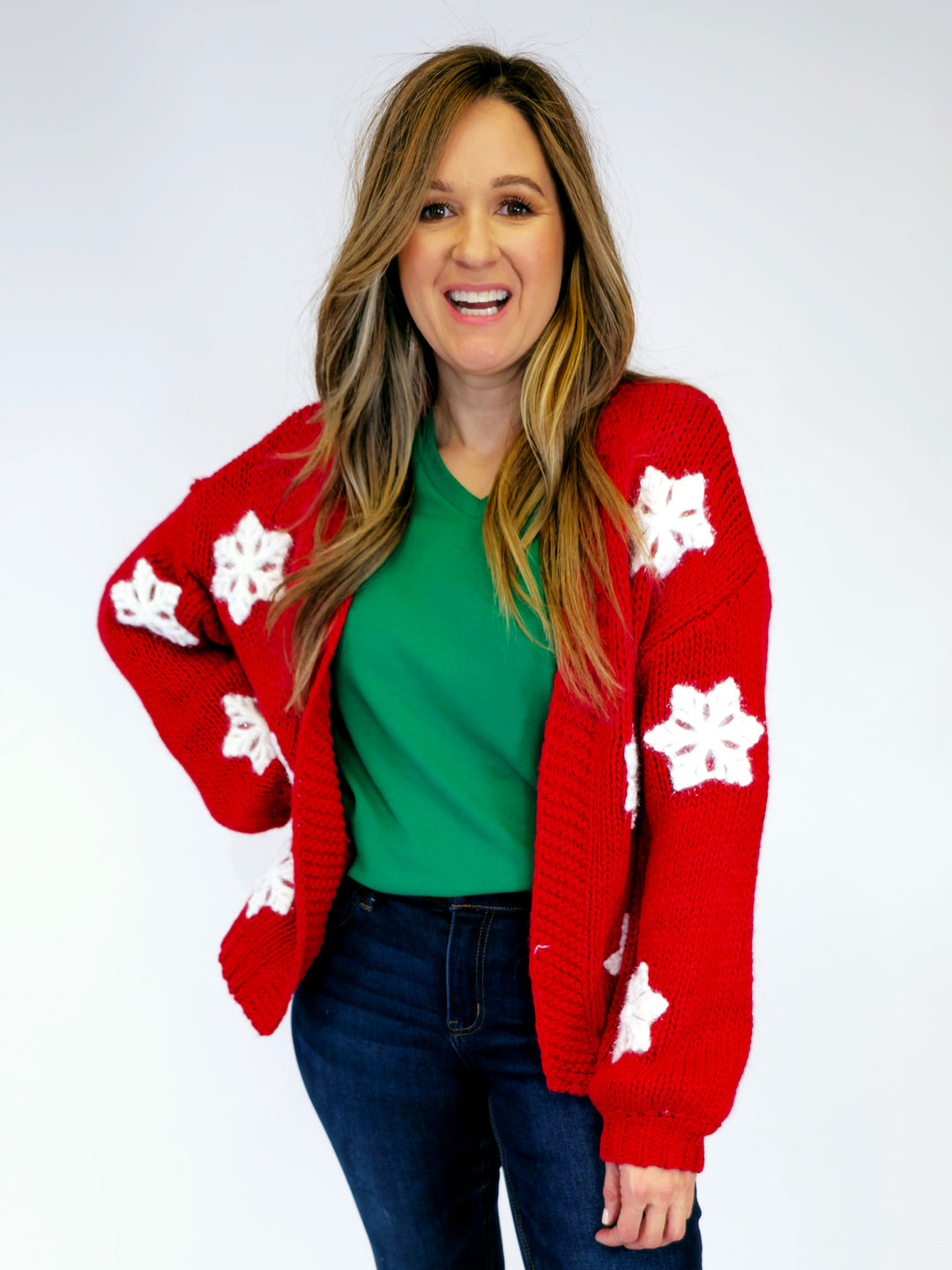 SNOWFLAKE CARDIGAN - RED