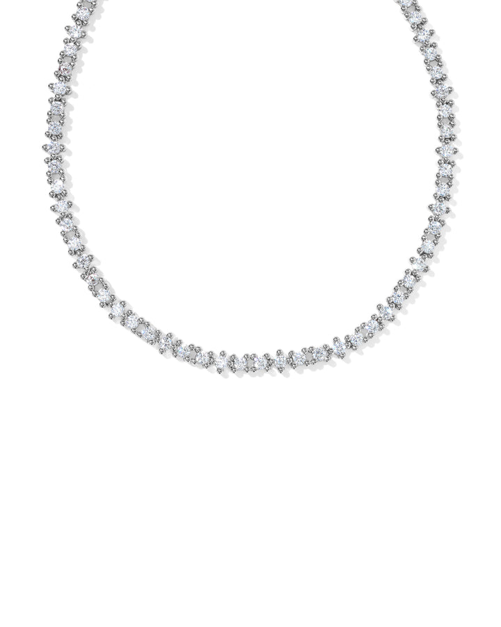 KENDRA SCOTT FATE TENNIS NECKLACE - SILVER WHITE CZ