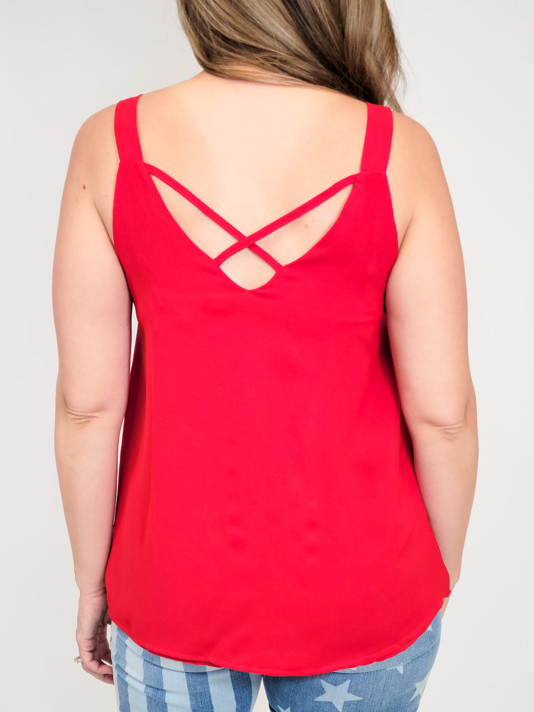 SCALLOP STRAPY TOP - RED