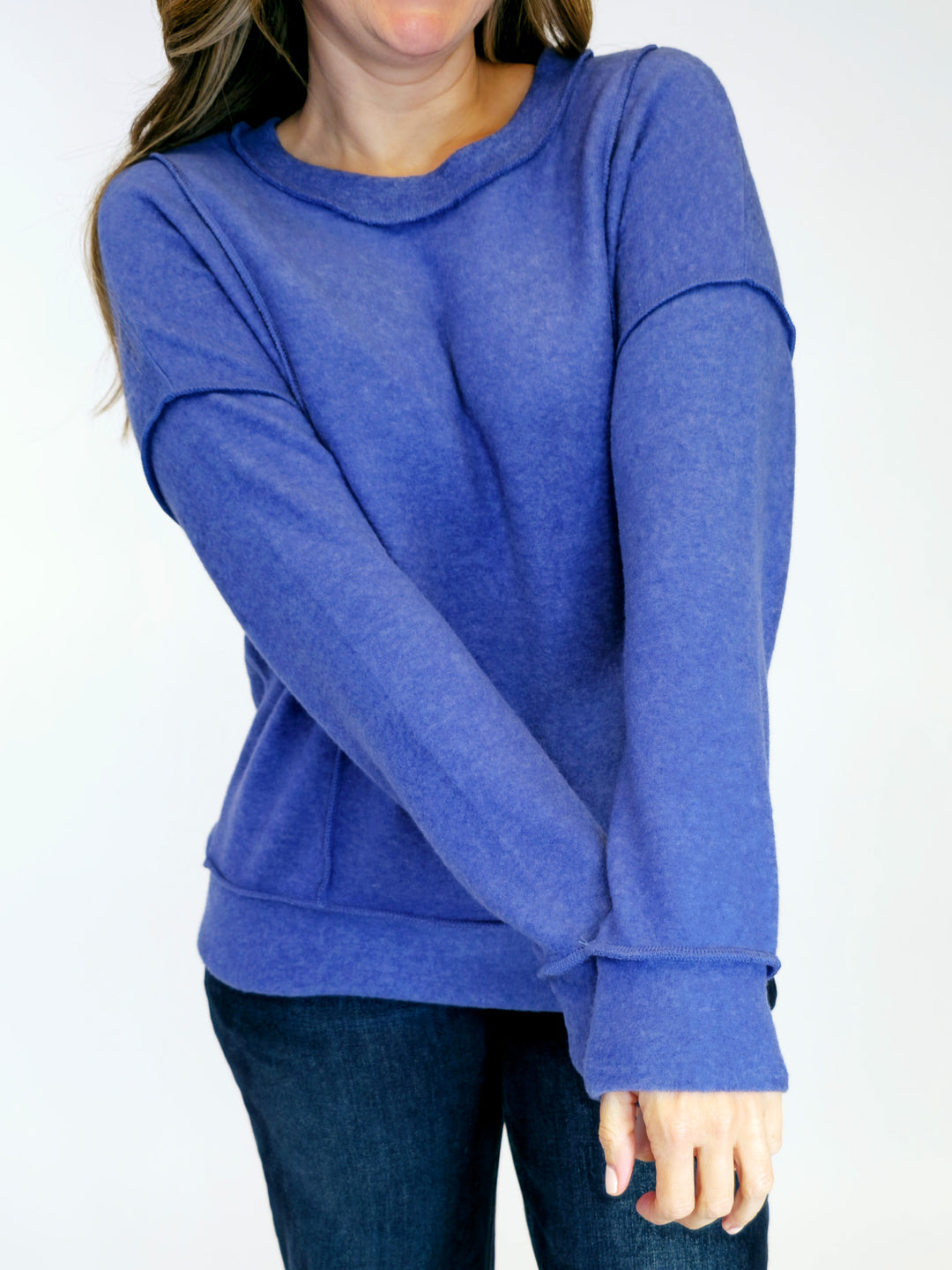 BRUSHED DROP SHOULDER SWEATER - MARLIN