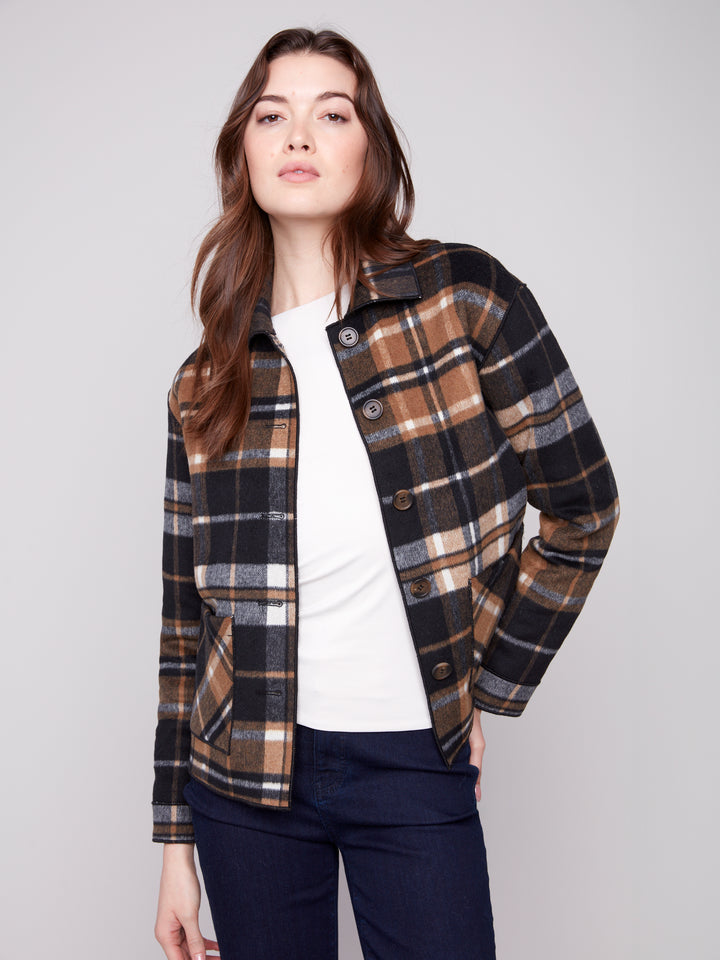 REVERSIBLE PLAID JACKET - CACAO