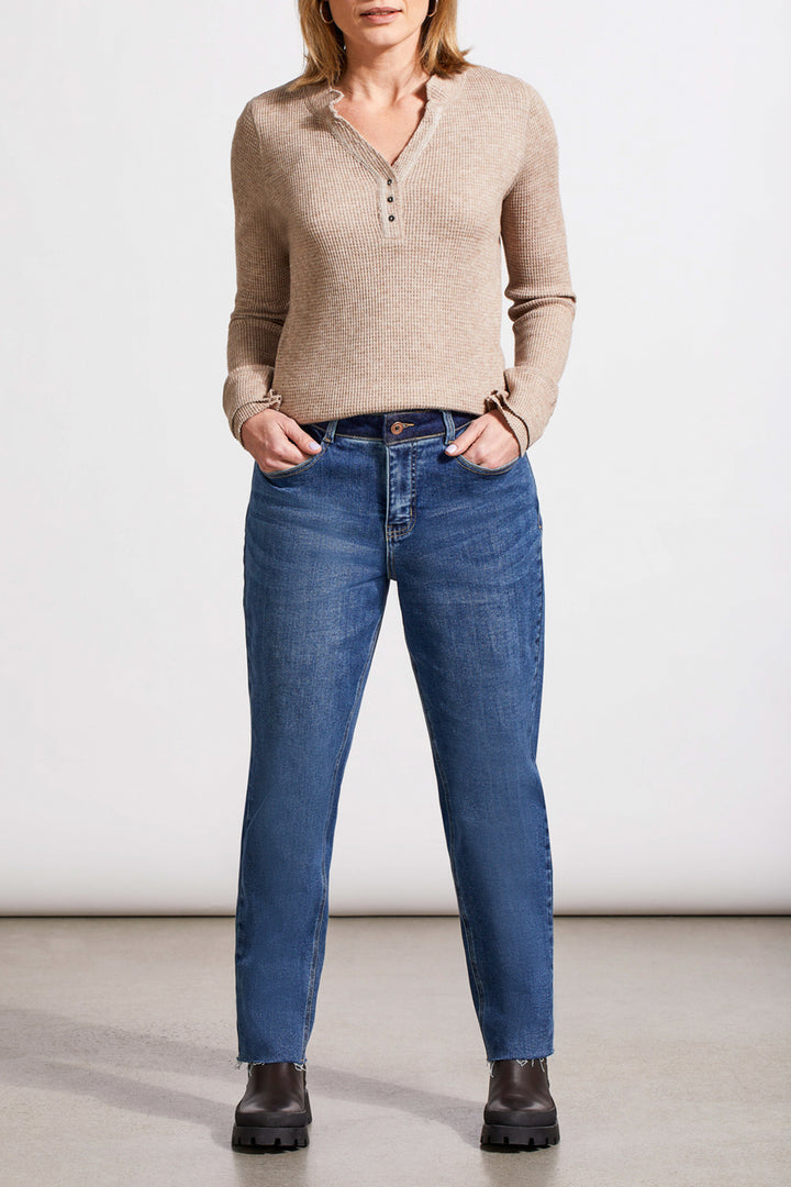 HENLEY TOP W/BUTTONS - OATMEAL