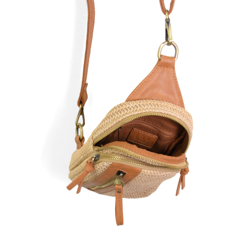 SKYLER SLING BAG - NATURAL STRAW