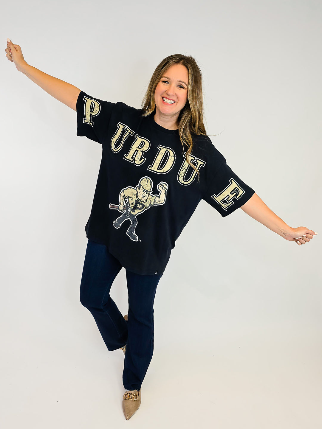 PURDUE OVERSIZED SPLIT TEE - BLACK