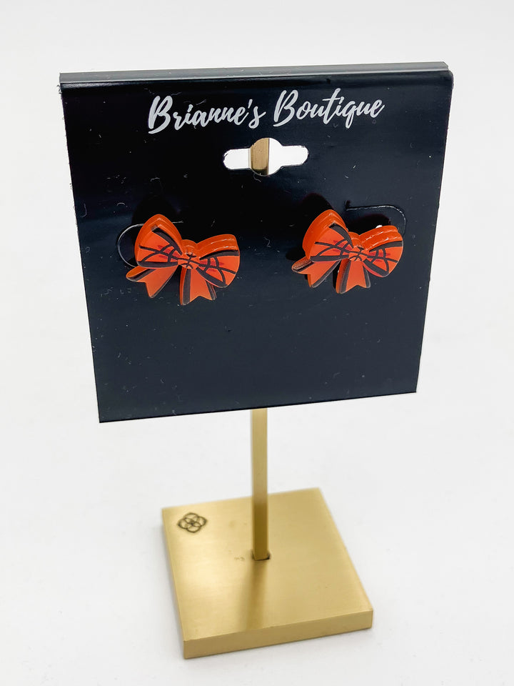 BASKETBALL BOW STUD EARRINGS
