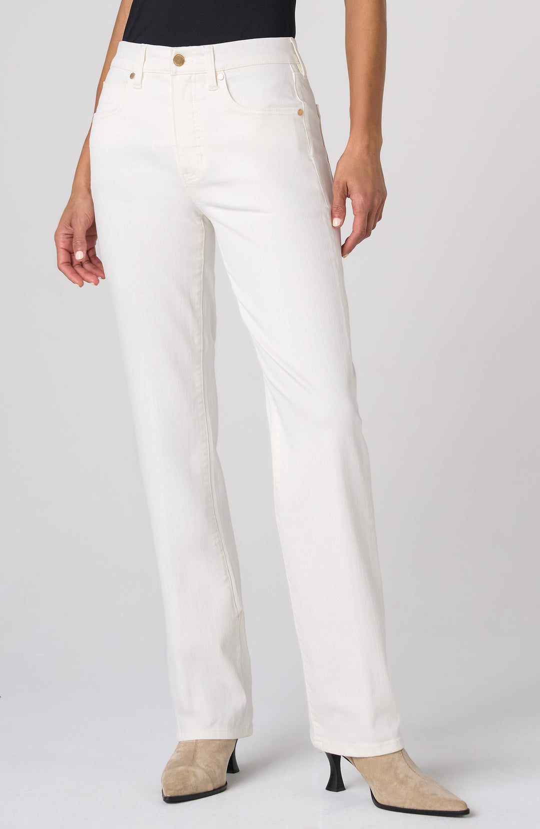 KENNEDY COMFORT WAIST STRAIGHT LEG PANTS - 32" INSEAM - PORCELAIN