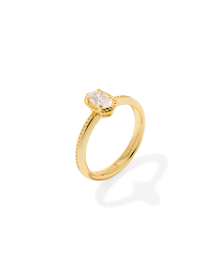 KENDRA SCOTT MINI ELYSE LUXE BAND RING - GOLD WHITE CZ 6