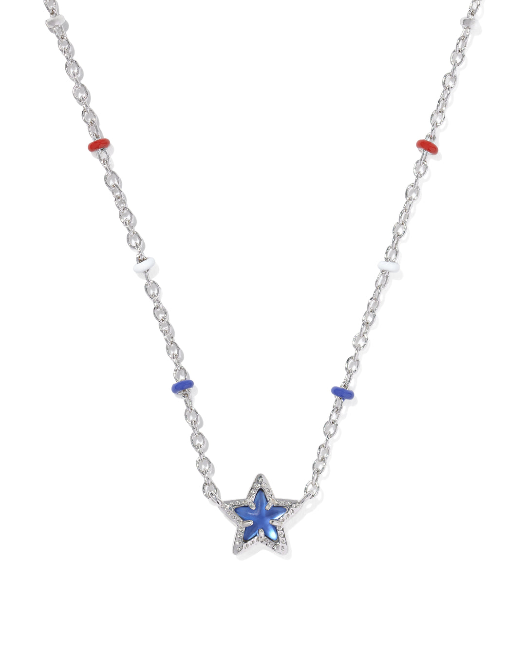 KENDRA SCOTT MINI CASSIDY SHORT PENDANT NECKLACE - SILVER COBALT BLUE ILLUSION