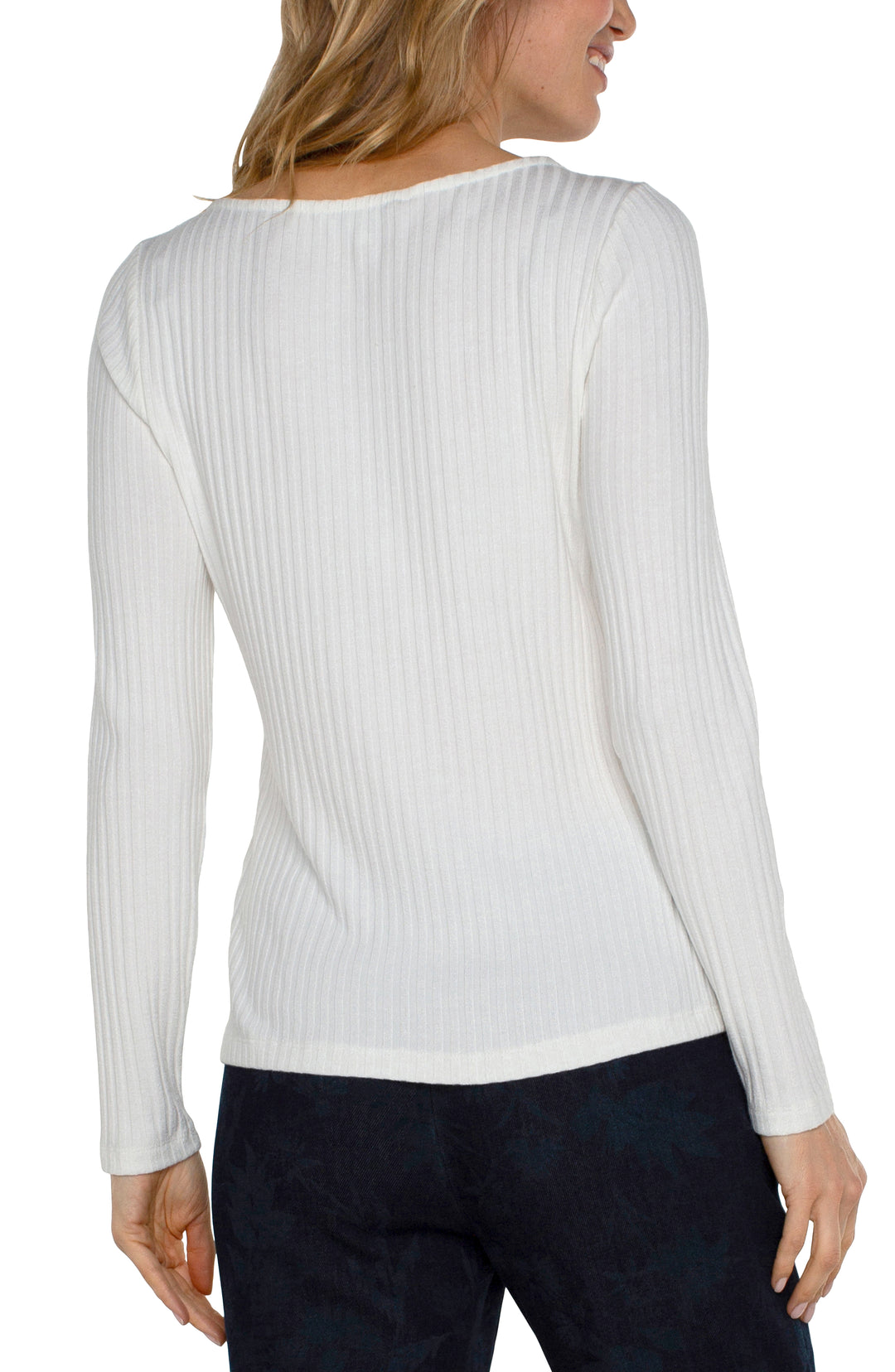 LONG SLEEVE BOAT NECK KNIT TOP - SNOW