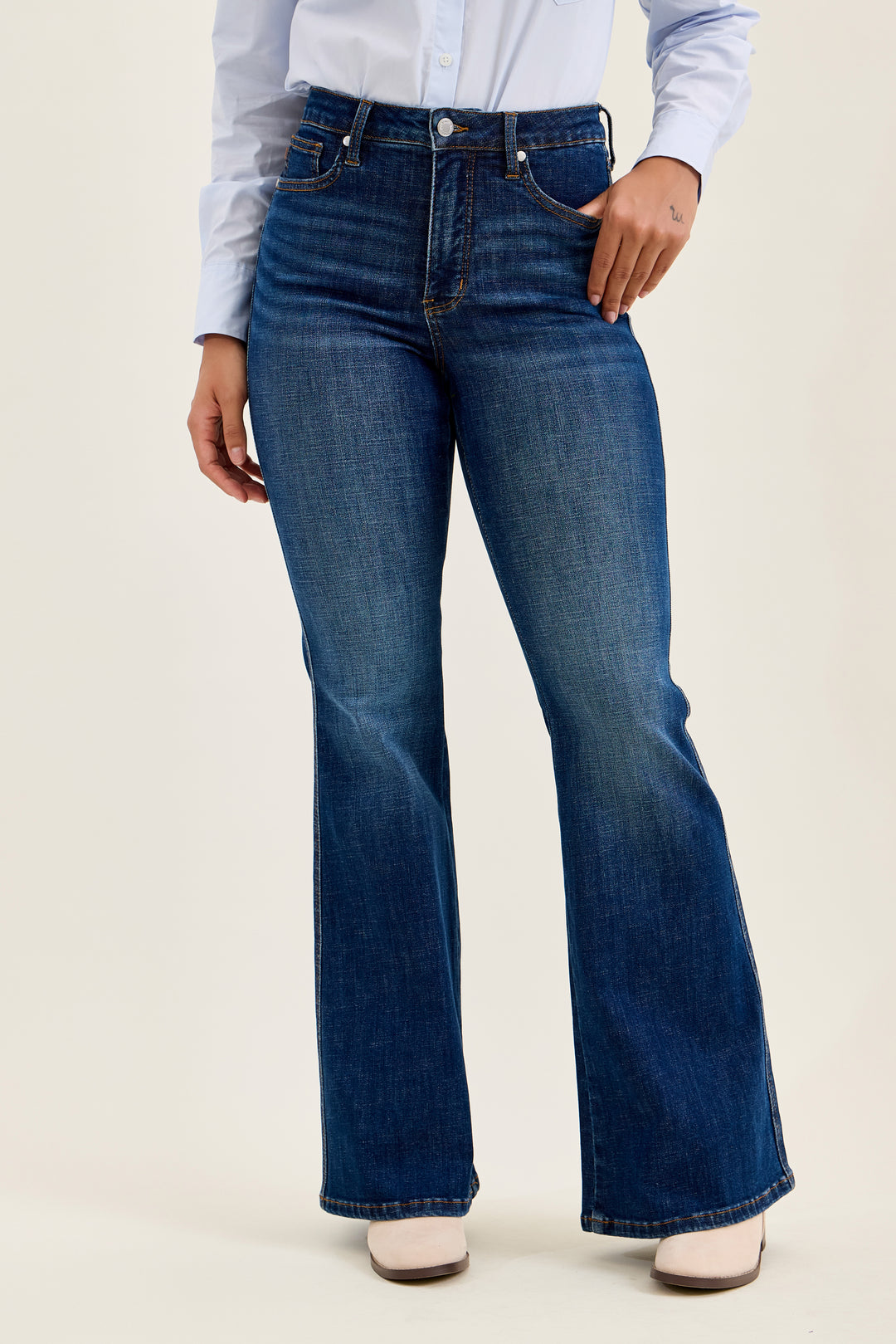 JUDY BLUE HW CHARLOTTE FLARE JEANS - MODERN INDIGO - 33" INSEAM