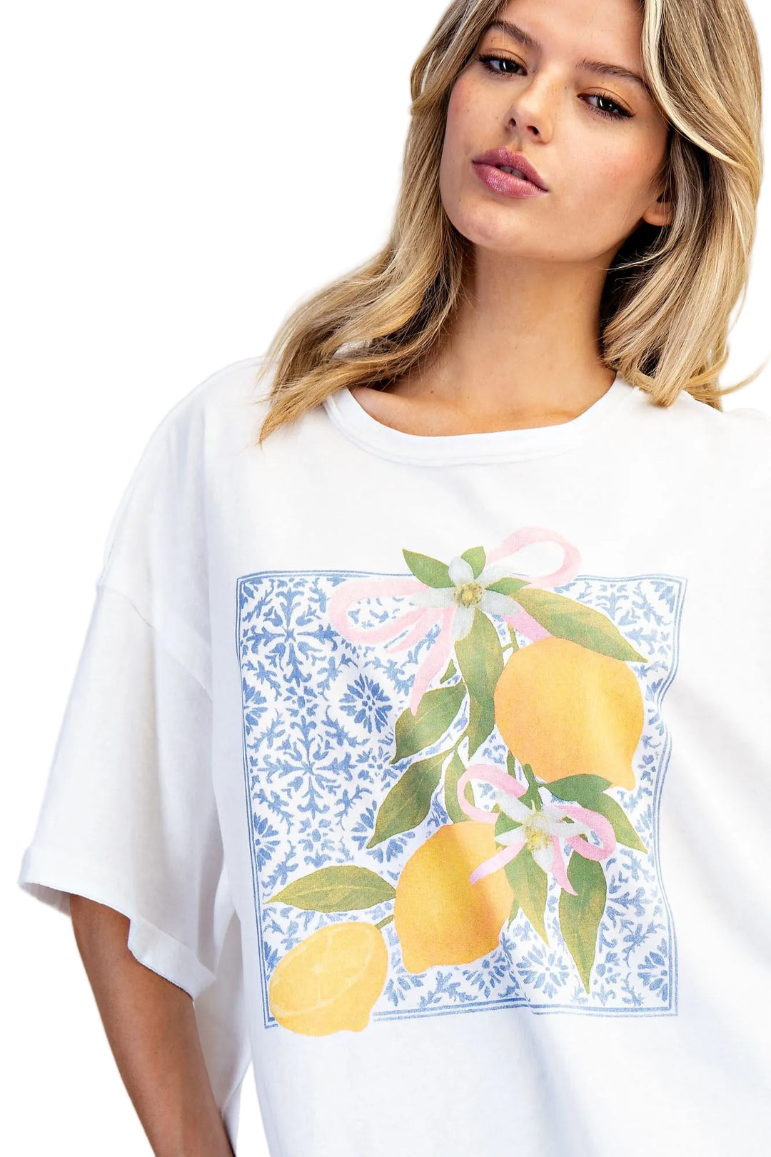 SHORT SLEEVE LEMON GRAPHIC TEE - CITRUS POP
