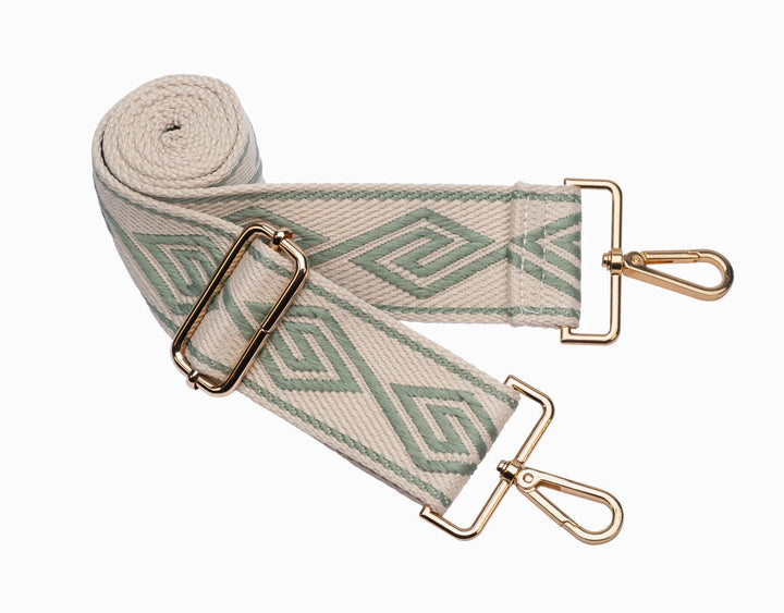 CROSSBODY HYDROBAG W/ ADJUSTABLE TAN & GREEN STRAP - SAGE GREEN