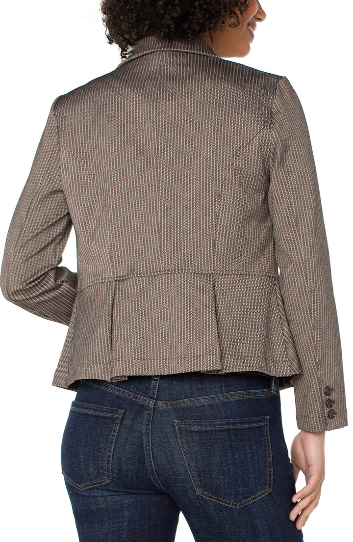 PEPLUM BLAZER - CAMEL/SAND STRIPE