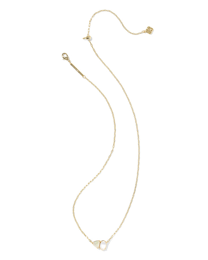 KENDRA SCOTT TATUM SHORT PENDANT NECKLACE - GOLD NEUTRAL MIX