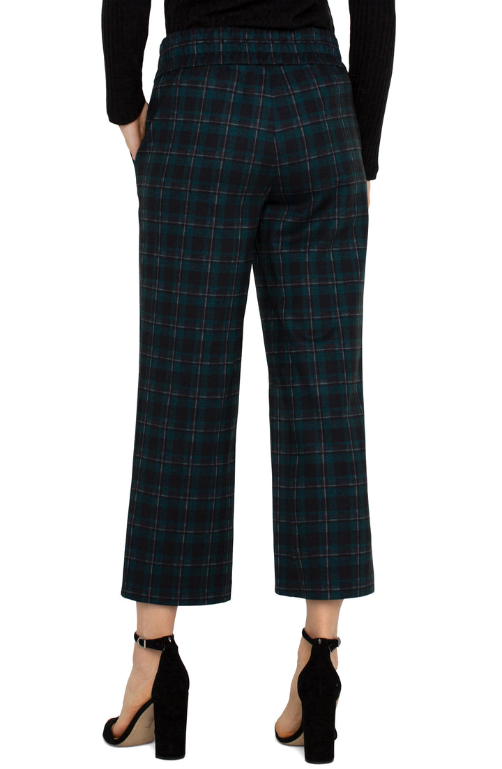 MABEL PULL ON CROP STRAIGHT -25" INSEAM - DARK FOREST PLAID