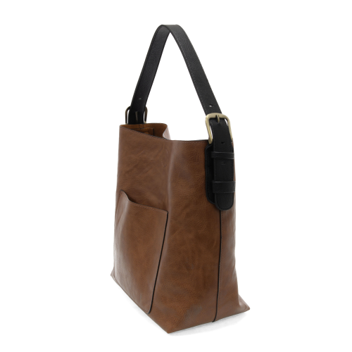 CLASSIC HOBO HANDBAG - PECAN W/BLACK HANDLE
