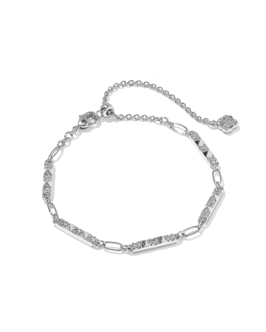 KENDRA SCOTT FATE SET OF 2 DELICATE CHAIN BRACELETS - SILVER WHITE CZ