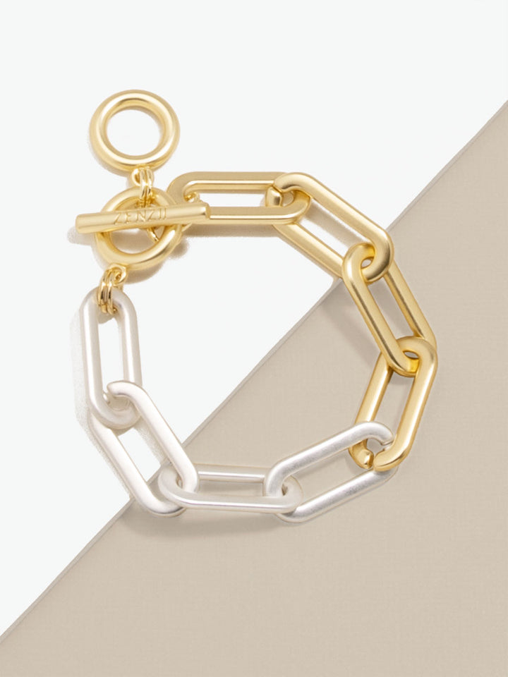 CABLE LINK TWO TONE BRACELET - MATTE SIL/GLD
