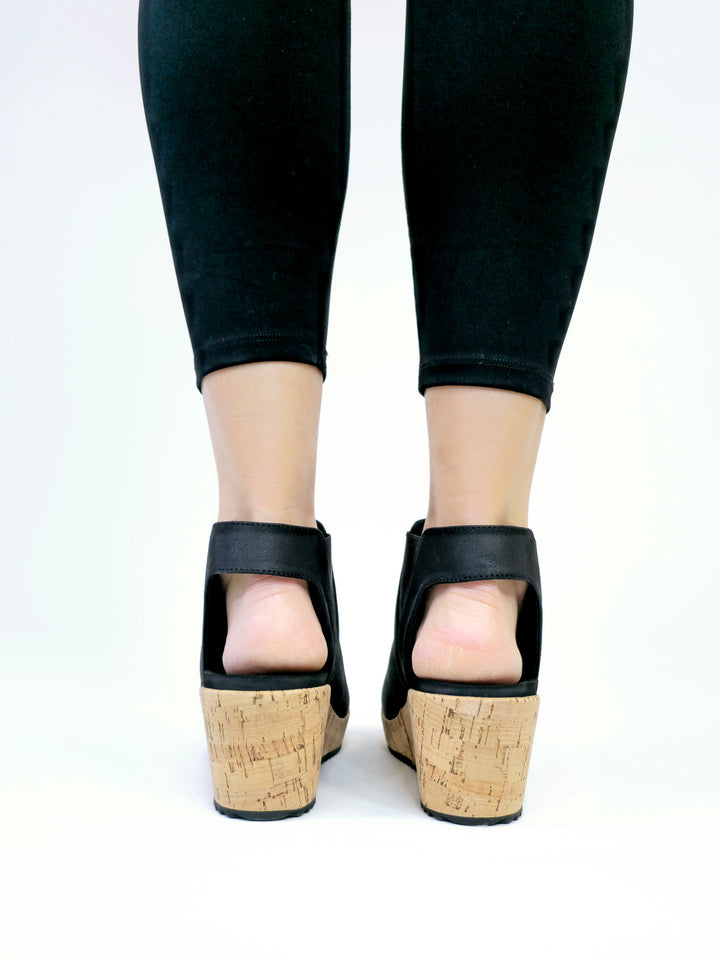 CORKY'S EASY NOW WEDGE SANDALS - BLACK OIL