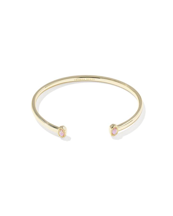 KENDRA SCOTT MINI ELTON CUFF BRACELET - GOLD LIGHT PINK OPAL S/M