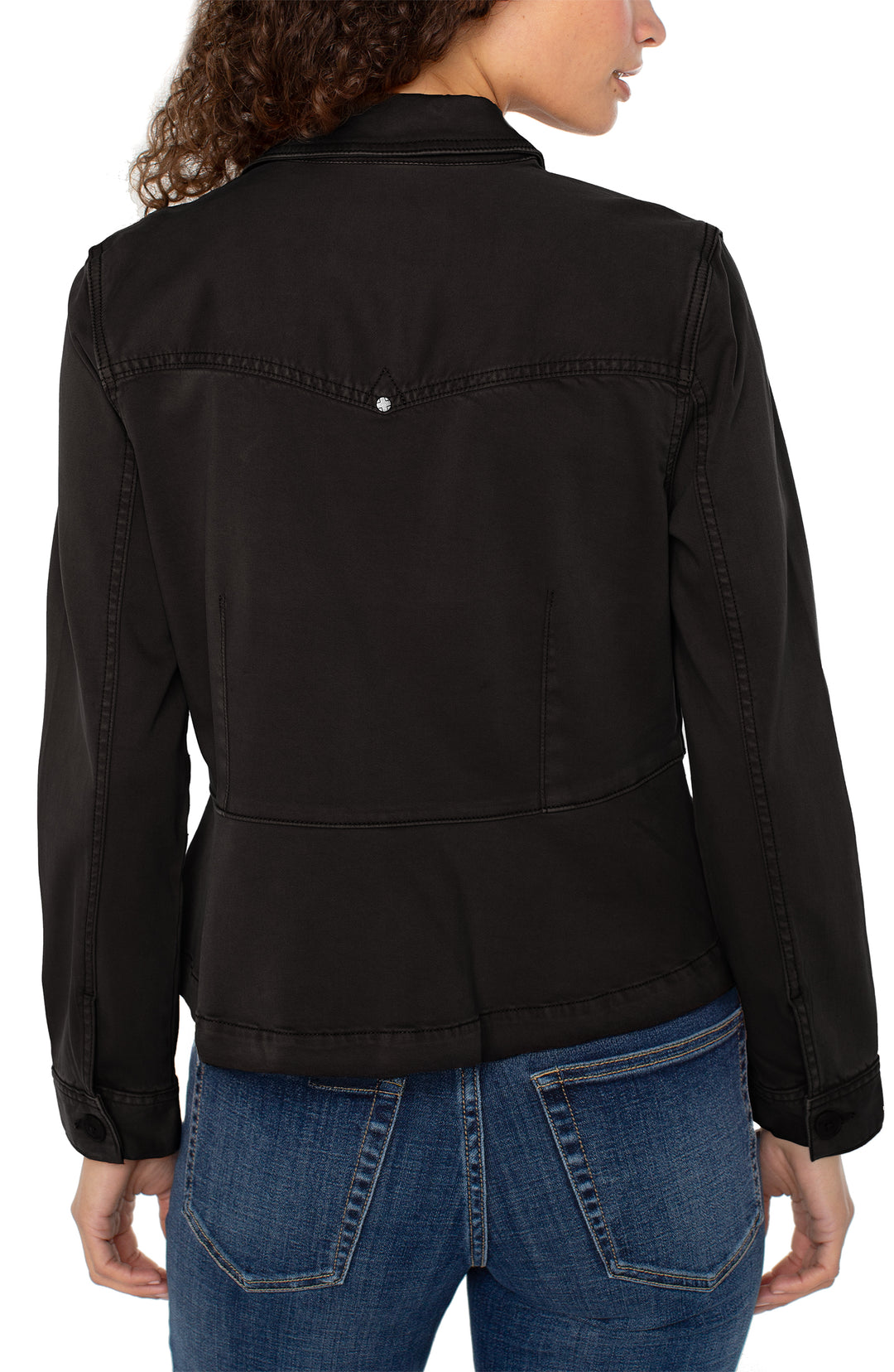 PEPLUM HEM TRUCKER JACKET - ONYX