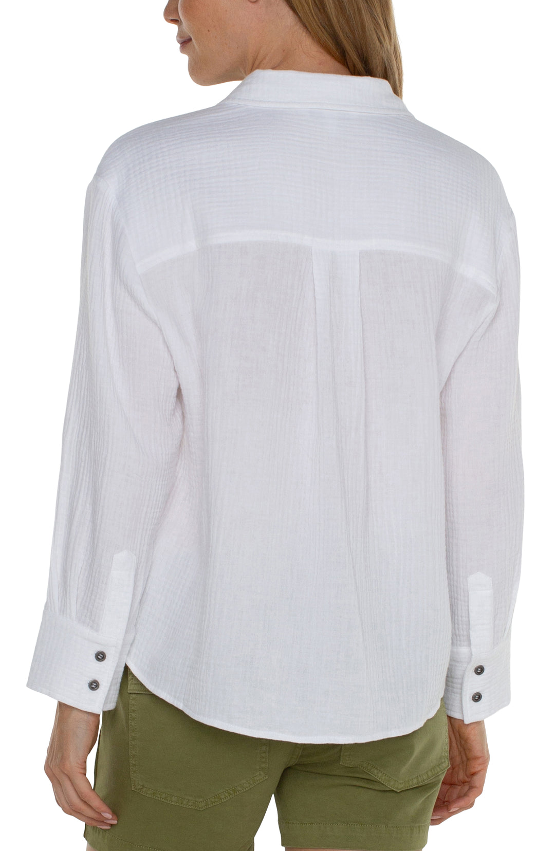 LONG SLEEVE BUTTON FRONT SHIRT - WHITE