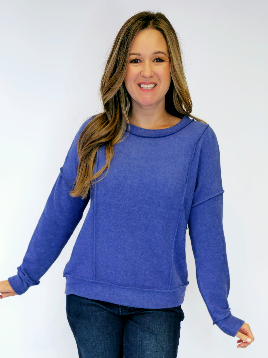 BRUSHED DROP SHOULDER SWEATER - MARLIN