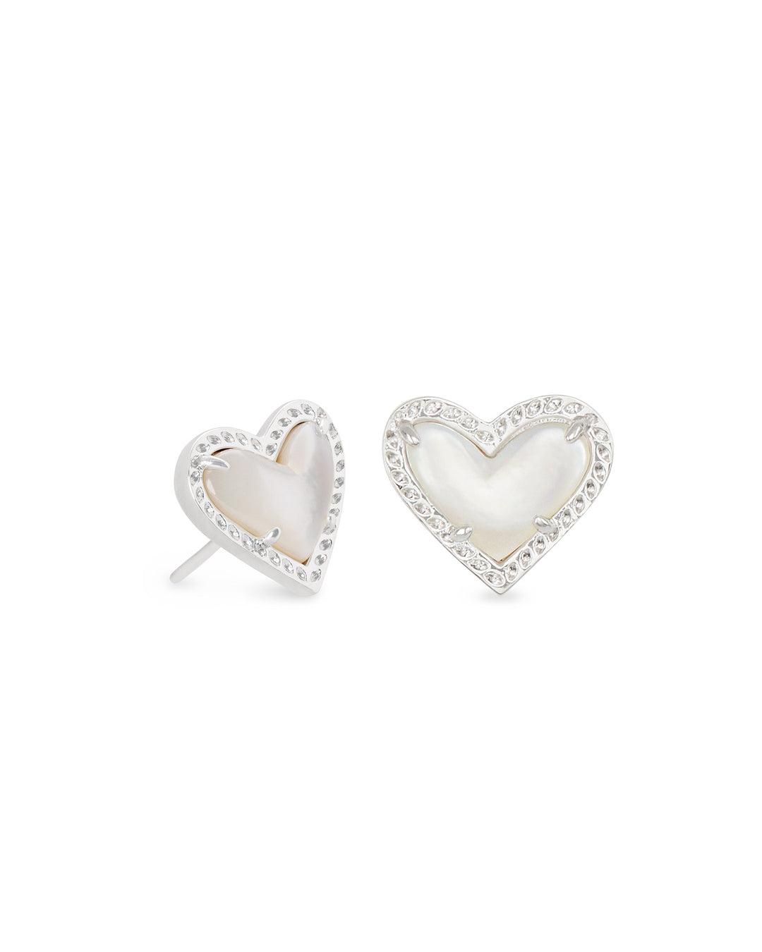 ARI HEART STUD EARRING - MOTHER OF PEARL AND SILVER