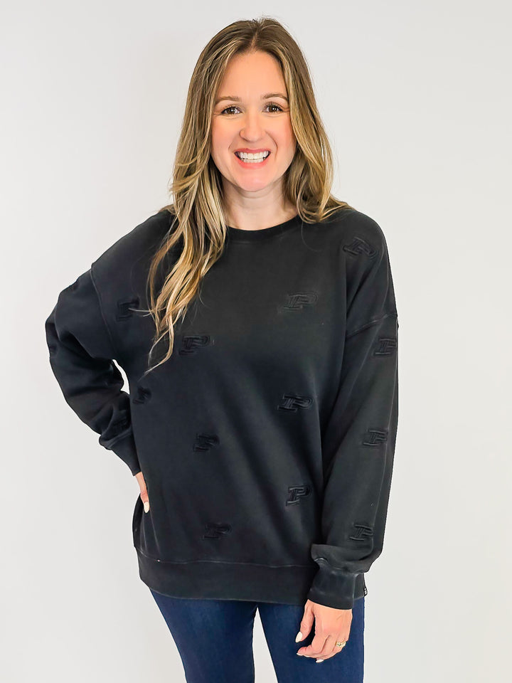 CREW NECK PURDUE SWEATSHIRT - BLACK