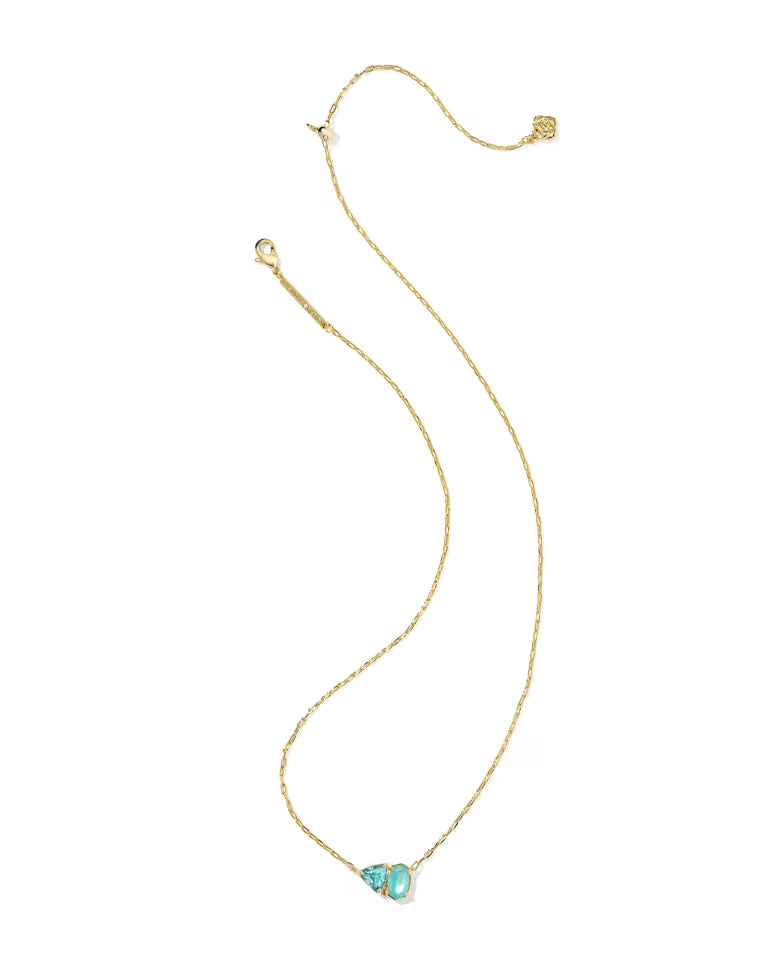 KENDRA SCOTT TATUM SHORT PENDANT NECKLACE - GOLD BLUE MIX