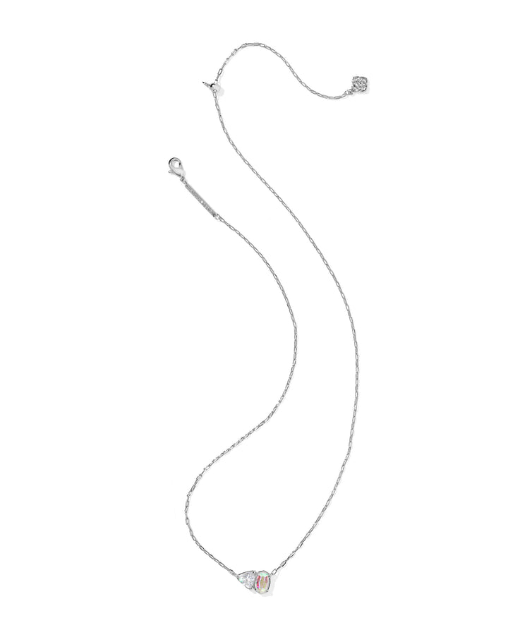 KENDRA SCOTT TATUM SHORT PENDANT NECKLACE - SILVER WHITE CZ MIX