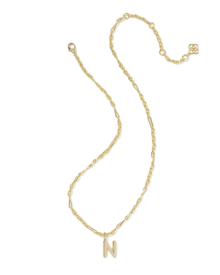 KENDRA SCOTT BUBBLE LETTER N SHORT PENDANT NECKLACE - GOLD