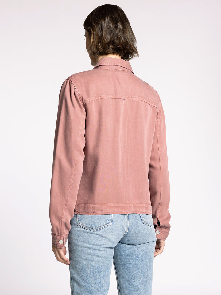 LONG SLEEVE BUTTON FRONT JACKIE JACKET - WASHED ROSE
