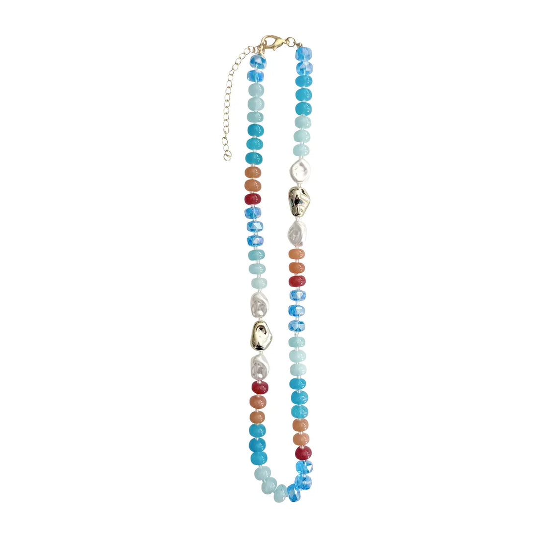 NAKITA BEADED NECKLACE - TURQUOISE/RED MIX
