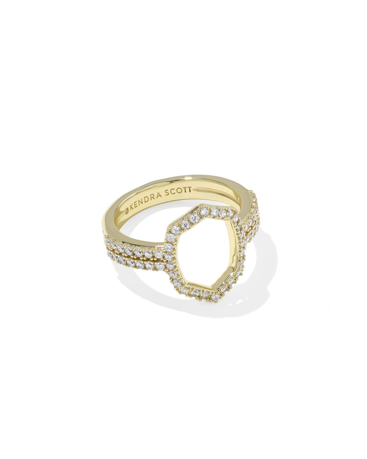 KENDRA SCOTT DAPHNE PAVE COCKTAIL RING - GOLD WHITE CZ