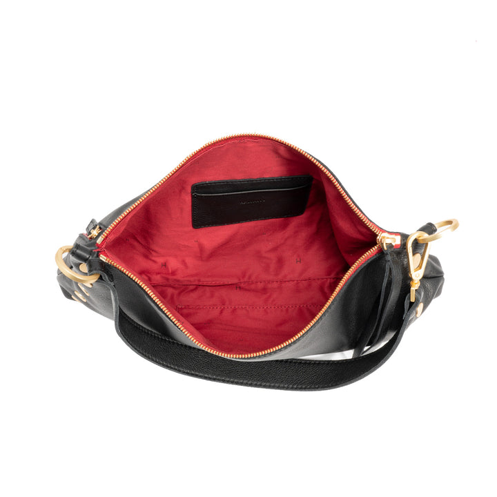 HAMMITT KYLE MEDIUM HANDBAG - BLACK BG WITH RED ZIP