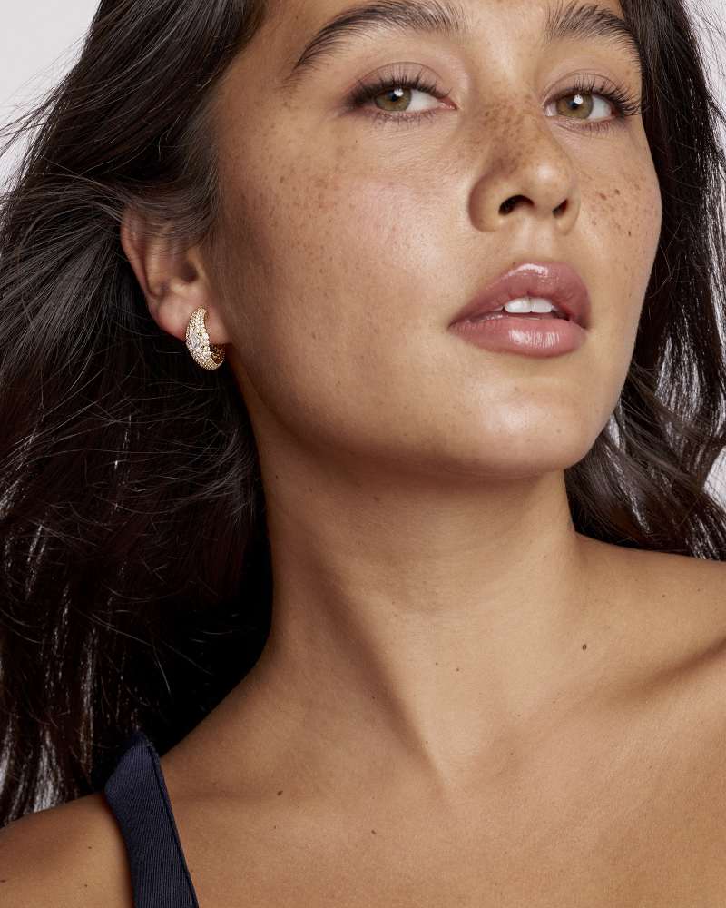 KENDRA SCOTT BELLA HOOP EARRINGS - GOLD WHITE