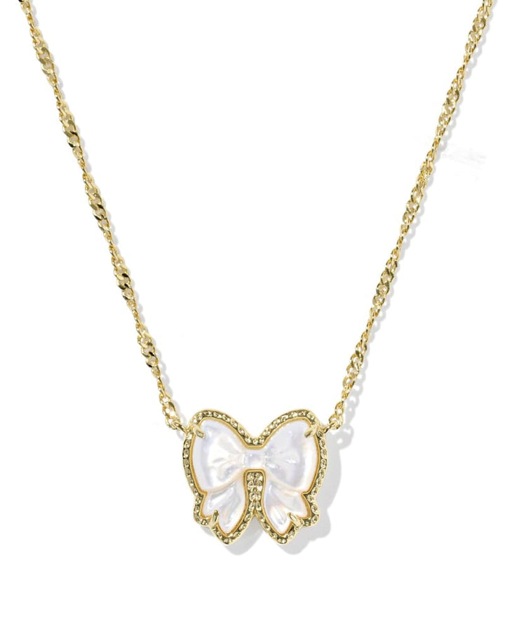 KENDRA SCOTT HALEY BOW SHORT PENDANT NECKLACE - GOLD IVORY MOP