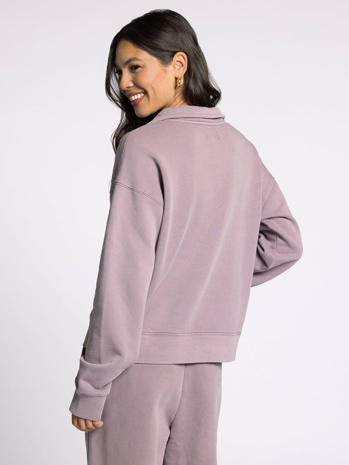 LONG SLEEVE 1/4 ZIP SERENITY FLEECE PULLOVER - DUSTY LAVENDER