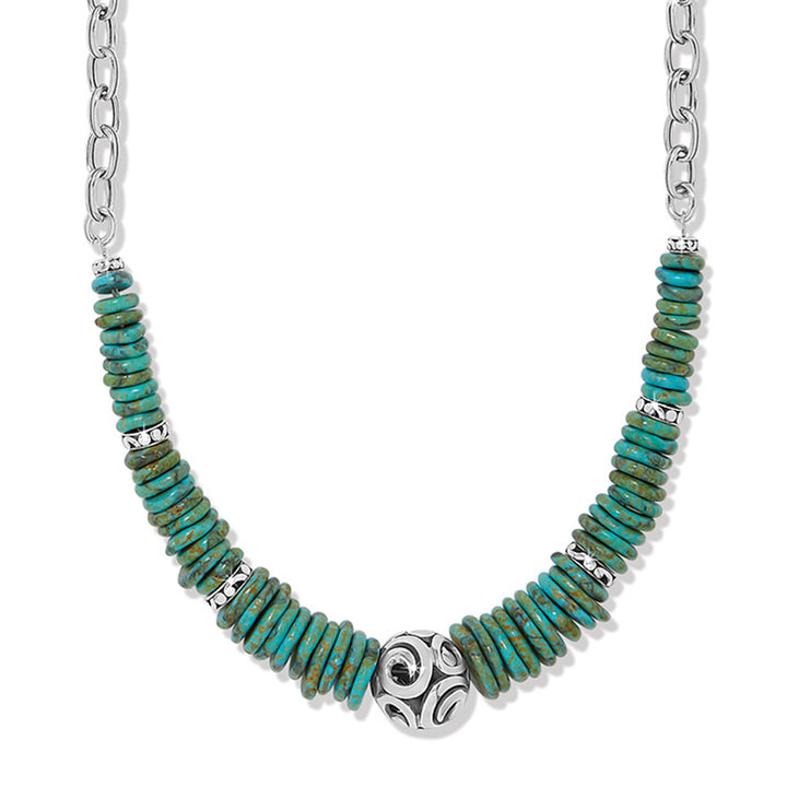 Contempo Sonora Verde Blue Disc Necklace - Silver-Turquoise