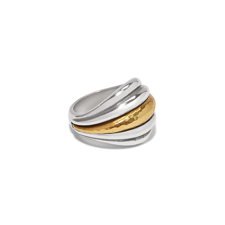 Ferrara Deco Ring - Silver-Gold - Size 7