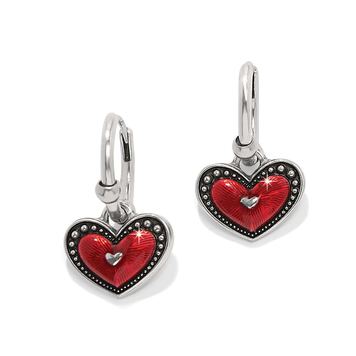 Fashionista Heart Hoop Earrings - Silver-Red